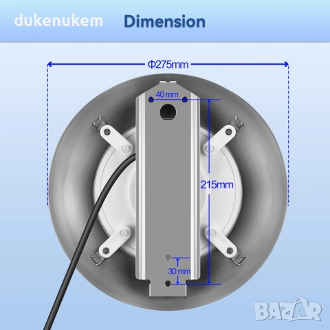 Ултратънък LED прожектор за басейн 35W – 3500 lm, неръждаема стомана, IP68, 12V, снимка 2 - Прожектори - 52623125