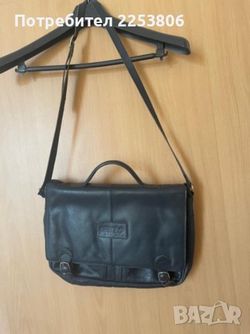 Черна кожена чанта"Кenzo", снимка 1 - Чанти - 43684720