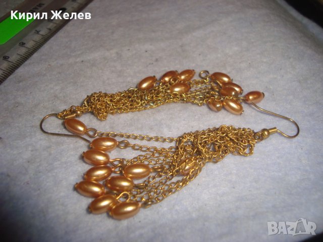 ПЕРЛЕНИ ЗЛАТИСТИ ОБЕЦИ МАЙСТОРСКА ХЕНД МЕЙД ИЗРАБОТКА 3635, снимка 5 - Обеци - 36593337