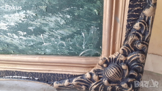 Прекрасна картина масло на платно подпис рамка, снимка 3 - Антикварни и старинни предмети - 53413632