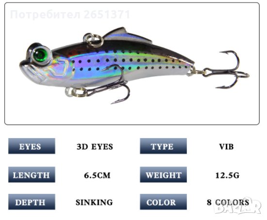 Комплект от 5 броя воблери YTQHXY - 25 лв., снимка 2 - Стръв и захранки - 35139593