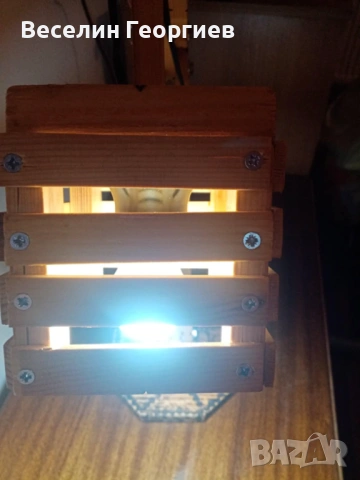 Настолна лампа от дърво, снимка 5 - Настолни лампи - 53386016