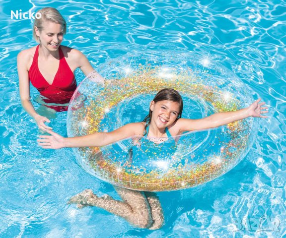 Детски прозрачен надуваем пояс INTEX Transperent Glitter, снимка 2 - Водни спортове - 37637570
