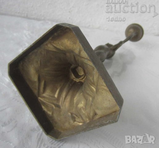 Стари свещници, свещник стар метален 24 см с момче фигура антика, снимка 5 - Антикварни и старинни предмети - 28874507