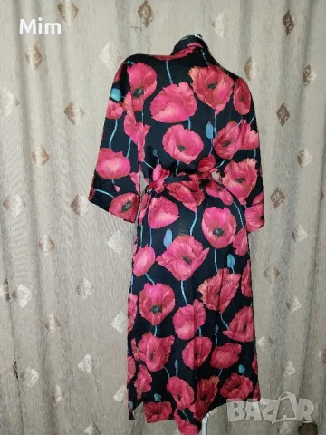 S/M Черен халат на червени макове, снимка 3 - Нощници - 48411143