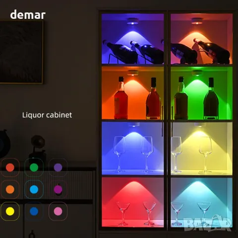 Кухненски лампи под шкаф Ruspela Акумулаторни, 6 броя, RGB, дистанционно, снимка 5 - Лед осветление - 49297382