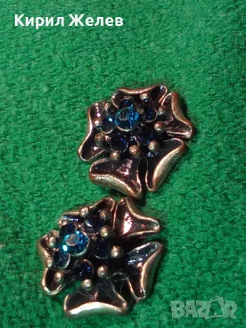 2 СТАРИ ФЛОРАЛНИ ПОСРЕБРЕНИ МЕДНИ УКРАШЕНИЯ с ФАСЕТИРАНИ ЦВЕТНИ КРИСТАЛИ АРТ АПЛИКАЦИЯ ЦВЕТЯ 17599, снимка 8 - Антикварни и старинни предмети - 35642279