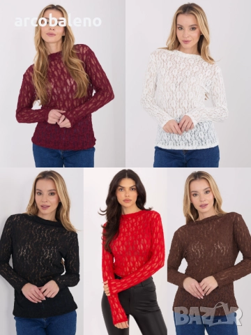 Дамска дантелена блуза с дълги ръкави, 5цвята   