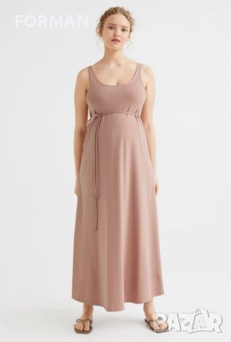 Дълга розова рокля за бременни, снимка 2 - Рокли - 37695359