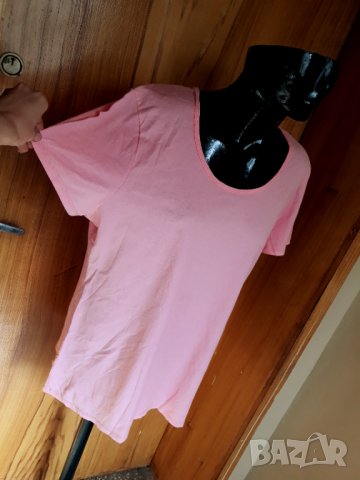 Нова изчистена светло розова тениска тип туника ХЛ, снимка 2 - Тениски - 32985692