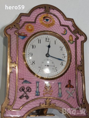 Каретен часовник-Сребърен гилеше  емайл часовник/Silver and Guilloche enamel Carriage Clock/, снимка 9 - Колекции - 38836804