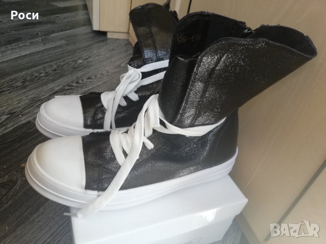 Нови Дамски високи кецове черен металик - 39,40, снимка 4 - Кецове - 28434933