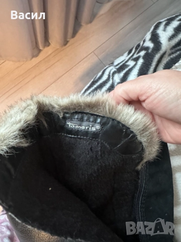 Зимни велурени ботуши -Tamaris, снимка 7 - Дамски ботуши - 52343246