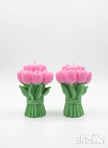 Лалета в букет – Ръчна изработка / Ароматна декорация, снимка 3 - Декорация за дома - 53299352