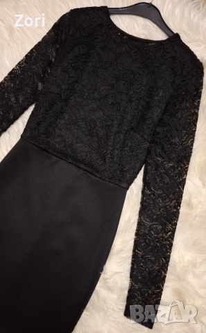 Черна рокля по тялото с отворен гръб, снимка 2 - Рокли - 52583847