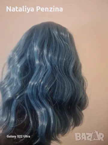 Синя вълниста перука с бритон, снимка 7 - Аксесоари за коса - 48828968