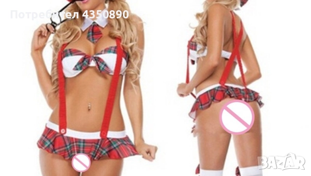 Еротично бельо Секси комплект на ученичка от 5 части - Код: 924, снимка 3 - Бельо - 51943283