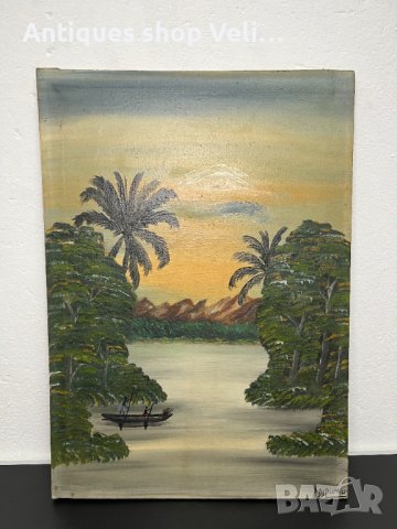 Африканска картина с масивна рамка №4885, снимка 4 - Антикварни и старинни предмети - 43712496