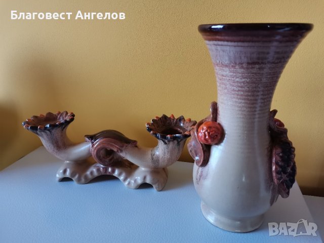 Комплект свещник и ваза, снимка 4 - Вази - 44041881