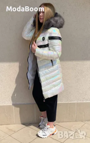 Phillip Plein Дълго Бяло Зимно Дамско Яке