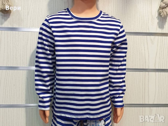 Нова детска класическа моряшка блуза с дълъг ръкав, снимка 4 - Детски Блузи и туники - 29029751