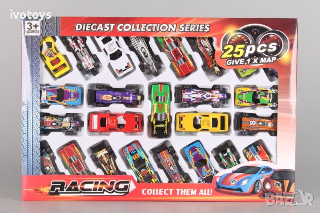 Детски метални коли 25 броя и килимче City - Код 5058, снимка 1