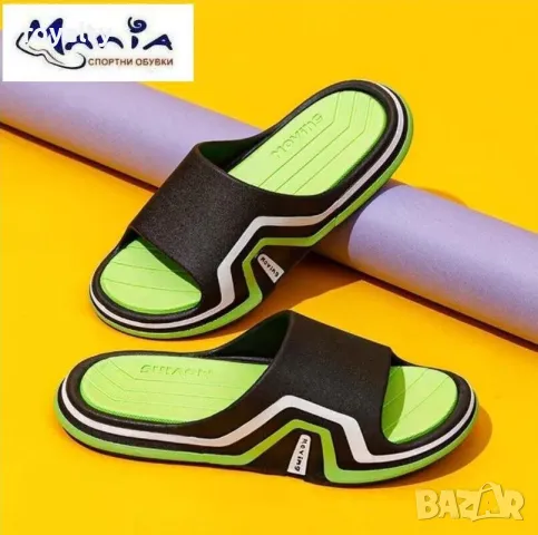 Олекотени чехли в черно със зелено Различни цветове , снимка 2 - Чехли - 49960087