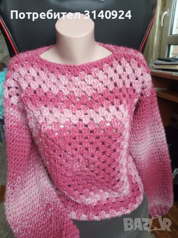 Дамски плетен пуловер , снимка 2 - Блузи с дълъг ръкав и пуловери - 43723812