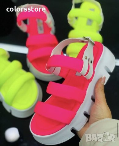 Равни сандали - циклама с бяло ходило - NS77