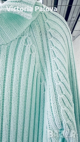 Плетена блуза тюркоазен цвят ANN LLEWELLYN ESQ, снимка 12 - Блузи с дълъг ръкав и пуловери - 53307902