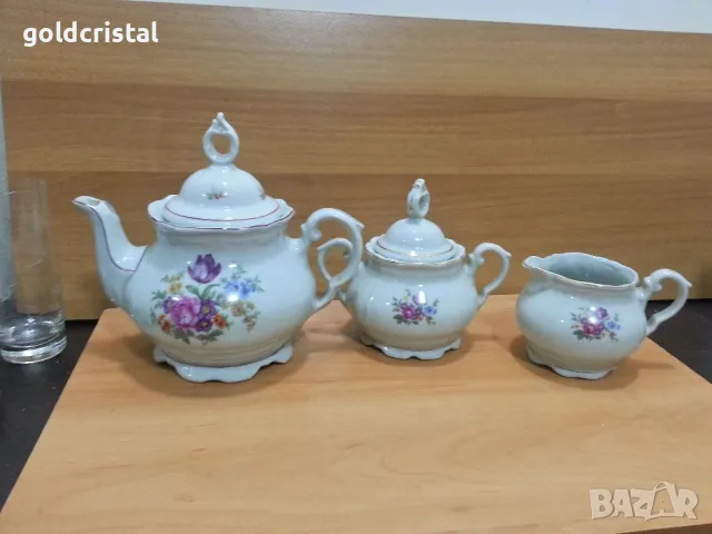 Стар български порцелан барок чайник захарница латиера 