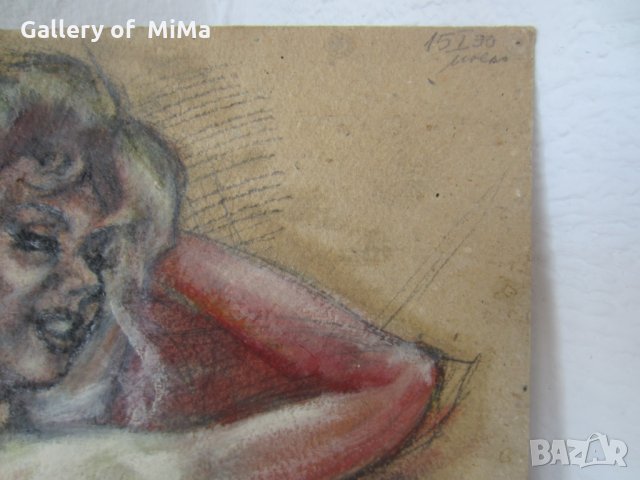 55х39 см., Майсторски маслен пастел, Гола Жена Еротика, голяма картина, снимка 4 - Картини - 28888435