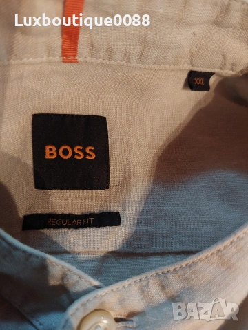 Мъжка ленена риза Boss XXL , снимка 4 - Ризи - 53386368
