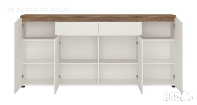 Скрин TOLEDO TOLK04 KOM4D2S алпийско бяло-дъб стирлинг/бял лак Код P1675, снимка 2 - Скринове - 52938282