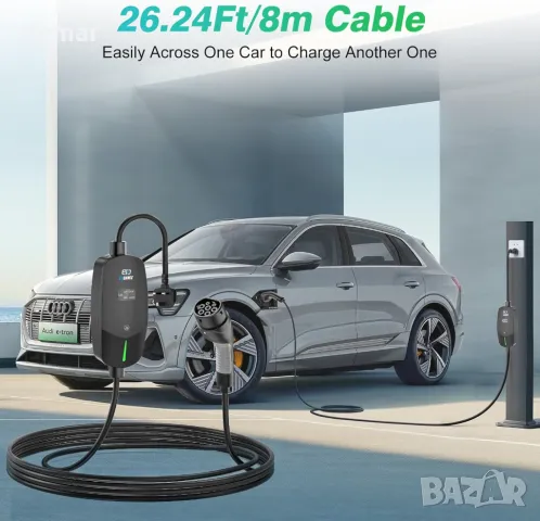 EVDANCE EV зарядно тип 2, 8 метра, 6/8/10/13A, регулируем ток, IP66, снимка 3 - Аксесоари и консумативи - 48414159