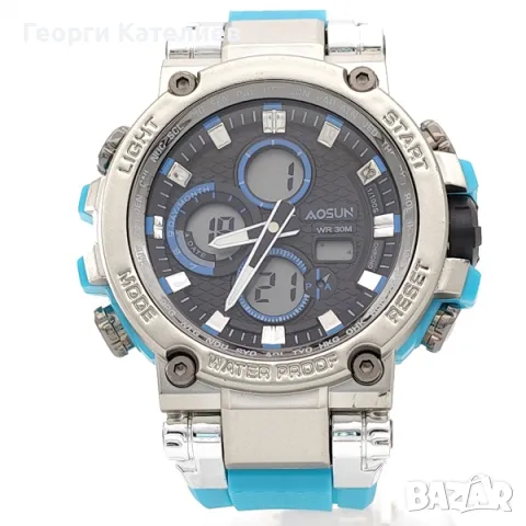 Мъжки часовник спортен модел със синя силиконова каишка електронен-топ цена Код на продукта:B-01-01