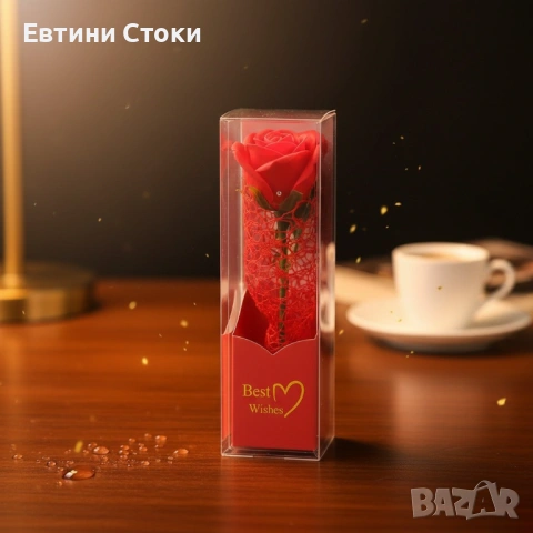 Единична декоративна роза в кутия „Best Wishes“, снимка 8 - Романтични подаръци - 53069026
