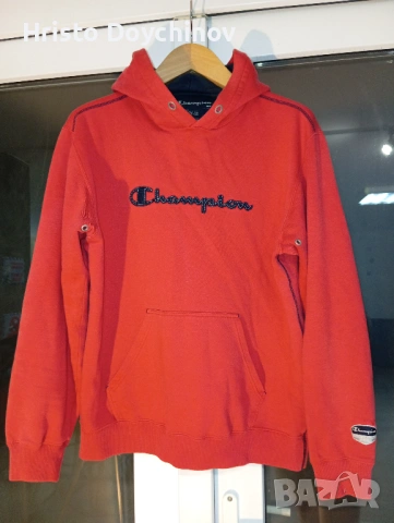 Оригинално червено худи Champion, размер L