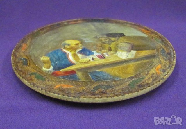Стара Майсторска Рисунка върху Чиния за Стена, снимка 4 - Антикварни и старинни предмети - 36890851