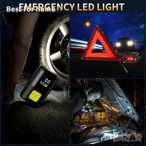 Преносима електронна въздушна помпа 6000 mAh, електрическа велосипедна помпа 150 PSI, батерия, снимка 6 - Други инструменти - 53382735