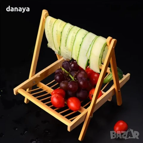 6053 Декоративен дървен поднос бамбукова фруктиера с дръжка, снимка 3 - Аксесоари за кухня - 51215743