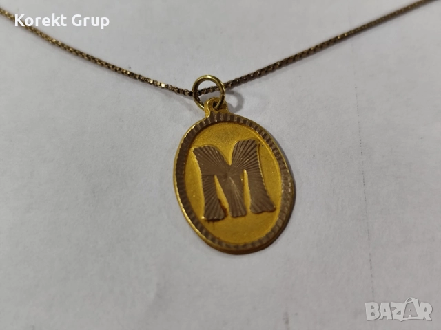 Златен синджир 14к с буквичка, снимка 2 - Колиета, медальони, синджири - 52908923