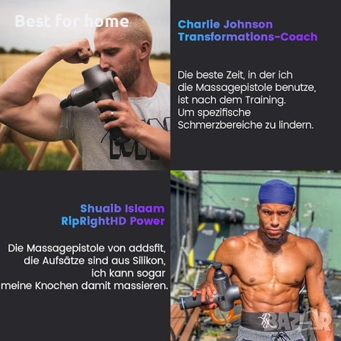 Безжичен електрически масажен пистолет Addsfit® с 5 масажни глави, снимка 3 - Масажори - 52264690