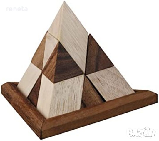 Пъзел Fidget, Пирамида, 3D, Логически, Дървен