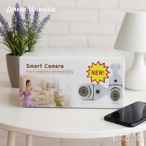 WiFi двойна IP камера за фасунга – Full HD 1080P, 355° въртене, нощно виждане и двупосочно аудио, снимка 6 - Други стоки за дома - 52807137