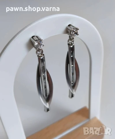 Нови сребърни обеци с фианити – проба 925, снимка 3 - Обеци - 50925617