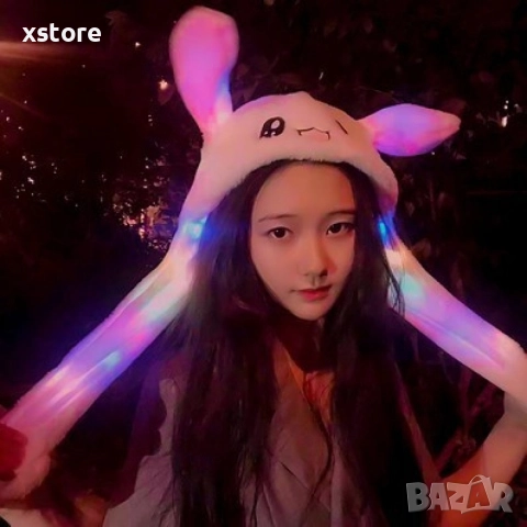 Подвижна шапка зайче с мърдащи се уши и LED светлини, снимка 9 - Други - 52796231