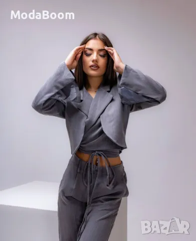 Сив дамски комплект от две части , снимка 3 - Комплекти - 48009124