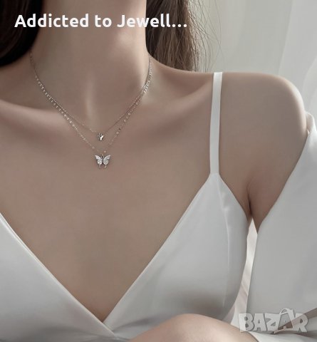 Тотална разпродажба - 50% Многослойно сребърно колие "Butterfly", снимка 5 - Колиета, медальони, синджири - 35484311
