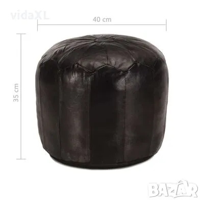 vidaXL Пуф, черен, 40x35 см, естествена козя кожа(SKU:248131), снимка 4 - Други - 48609551